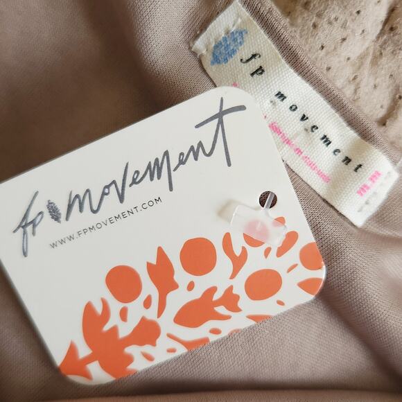 FREE PEOPLE Movement perforated drawstring waist faux suede mini dress Sz M NEW - Picture 5 of 7